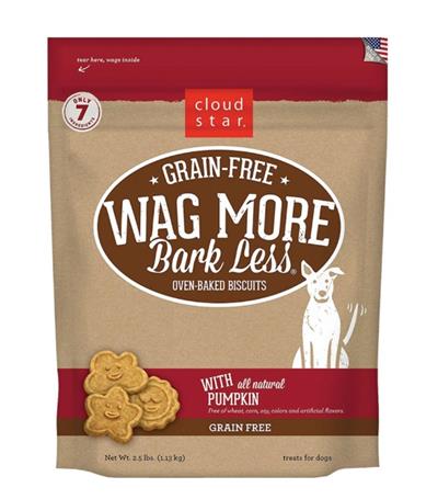 CLOUD STAR DOG WAG MORE BARK LESS GRAIN FREE CRUNCHY TREATS PUMPKIN 2.5LBS