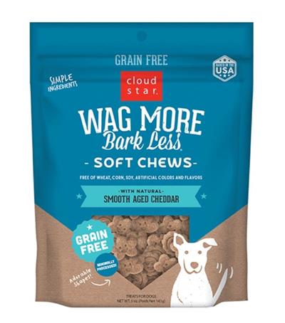 CLOUD STAR DOG WAG MORE BARK LESS GRAIN FREE CHEWY TREATS SMOOTH AGED CHEDDAR 5oz