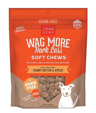 Cloudstar Wagmore Dog Grain Free Soft And Chewy Peanut Butter And Apple 5oz.