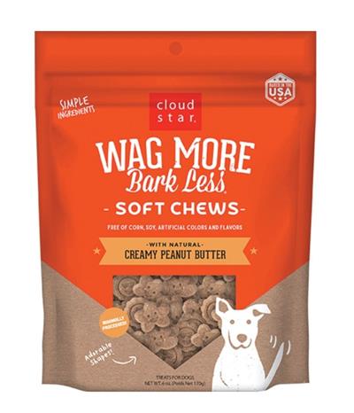 CLOUD STAR DOG WAG MORE BARK LESS CHEWY CREAMY TREATS PEANUT BUTTER 6OZ