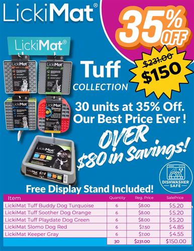 LickiMat Tuff Collection - 35% Off! - 30 Pieces with a free display