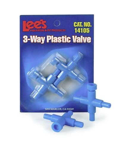 Lee's Aquarium & Pet Products Plastic Valve for Aquarium Pumps 3-Way, Blue, 1ea/2 pk