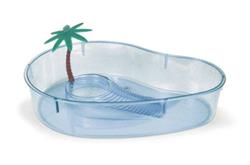 Lee's Aquarium & Pet Products Kidney Shape Turtle Lagoon with Plant Clear, 1ea/14 in.