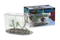 Lee's Aquarium & Pet Products Betta Keeper with Lid Gravel and Plant Clear, 1ea/60oz.