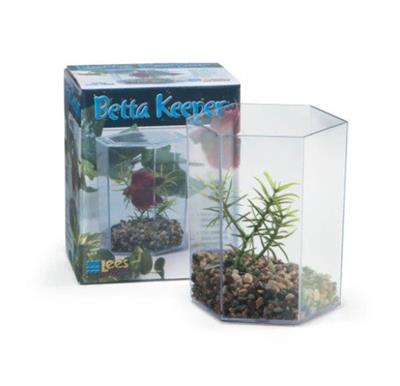 Lee's Aquarium & Pet Products Betta Keeper with Lid Gravel and Plant Clear, 1ea/24oz.
