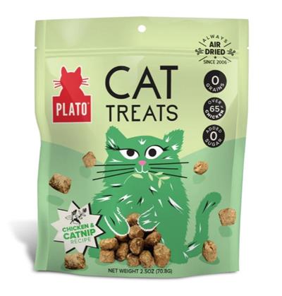 Plato Cat Grain Free Air Dried Treat Chicken Catnip 2.5Oz