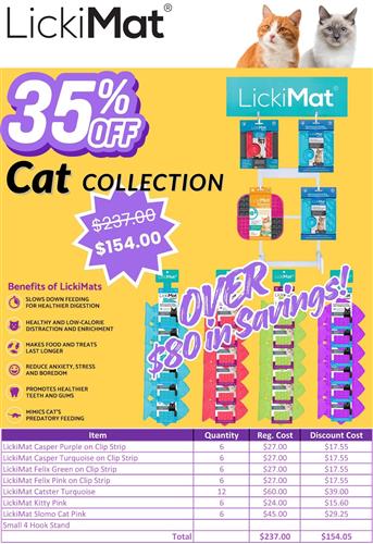 LickiMat Cat Collection - 35% Off! - 48 Pieces with a free display