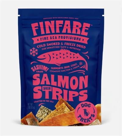 Finfare Dog 2oz. Freeze-dried Smoked Salmon Skin Strips
