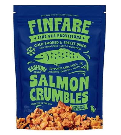 Finfare Dog 2oz. Freeze-dried Smoked Salmon Crumbles Treat Topper