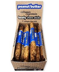 Frankly Dog 7" Peanut Butter Collagen Beefy Chew Sticks 24Ct Display Box