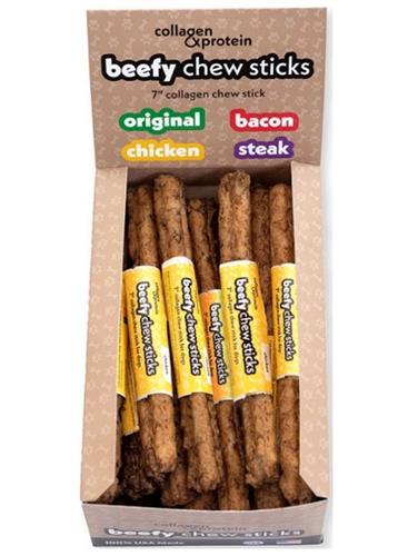 Frankly Dog 7" Collagen Chicken Beefy Chew Sticks 24Ct Display Box