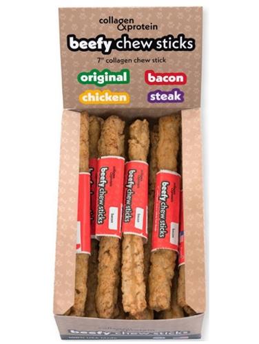 Frankly Dog 7" Collagen Bacon Beefy Chew Sticks 24Ct Display Box