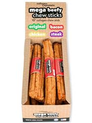 Frankly Dog 10" Collagen Bacon Mega Beefy Chew Sticks 12Ct Display Box