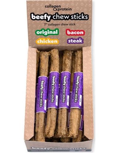Frankly Dog 7" Collagen Steak Beefy Chew Sticks 24Ct Display Box