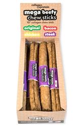 Frankly Dog 10" Collagen Steak Mega Beefy Chew Sticks 12Ct Display Box