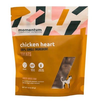 Momentum Carnivore Nutrition Cat 1.9oz. Chicken Hearts