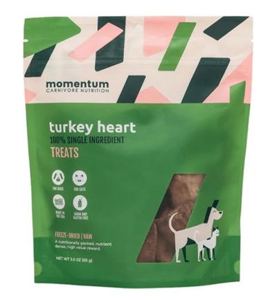 Momentum Carnivore Nutrition Dog 3oz. Turkey Hearts