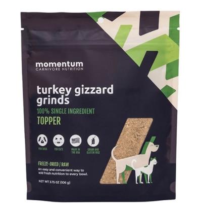 Momentum Carnivore Nutrition Dog 3.75oz. Turkey Gizzard Single Ingredient Topper