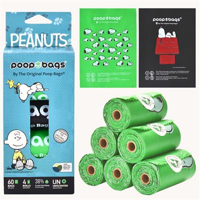 Peanuts® USDA Biobased Dog Poop Bags, 60 count, Unscented