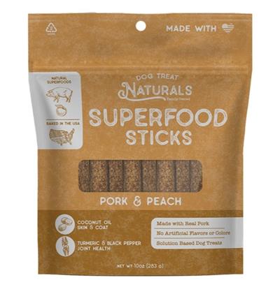 Dog Treat Naturals Dog Superfood Sticks Pork & Peach 10oz
