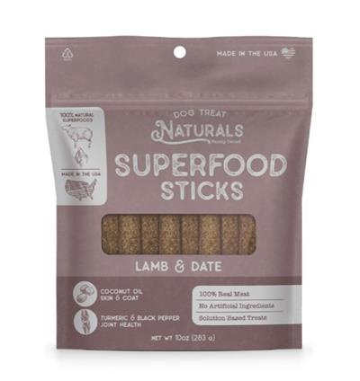 Dog Treat Naturals Dog Superfood Sticks Lamb & Date 10oz