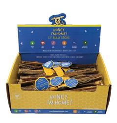 HONEY I'M HOME DOG NATURAL HONEY COATED BUFFALO BULLY STICK BULK 12 INCHES - 50 COUNT