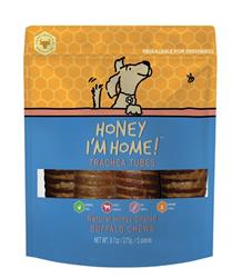HONEY I'M HOME DOG NATURAL HONEY COATED BUFFALO TRACHEA TUBES 5 PACK