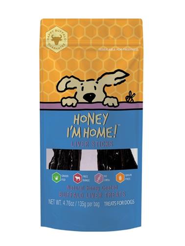 HONEY I'M HOME DOG NATURAL HONEY COATED BUFFALO LIVER STICKS 4.76OZ