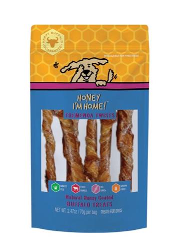 HONEY I'M HOME DOG NATURAL HONEY COATED BUFFALO TREMENDA TWISTS 2.47OZ