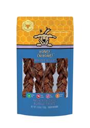 HONEY I'M HOME DOG NATURAL HONEY COATED BUFFALO BRAIDED GULLET STICKS - 50 COUNT