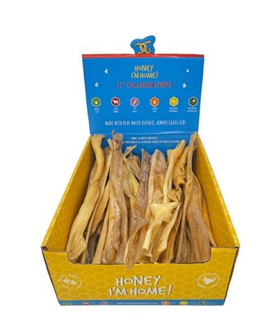 HONEY I'M HOME DOG NATURAL HONEY COATED BUFFALO COLLAGEN STRIPS 12 INCHES - 30 COUNT