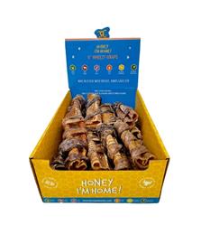 HONEY I'M HOME DOG NATURAL HONEY COATED BUFFALO TRACHEA WRAPPED IN LUNG 6 INCHES - 18 COUNT