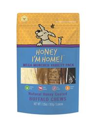 HONEY I'M HOME DOG NATURAL HONEY COATED BUFFALO MEGA MUNCHER VARIETY PACK
