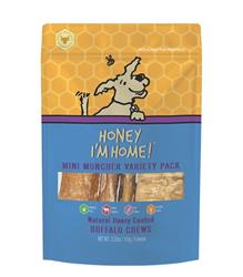 HONEY I'M HOME DOG NATURAL HONEY COATED BUFFALO MINI MUNCHER VARIETY PACK