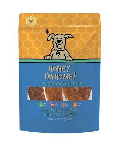 HONEY I'M HOME DOG NATURAL HONEY COATED BUFFALO PADDYWACK 5 PACK