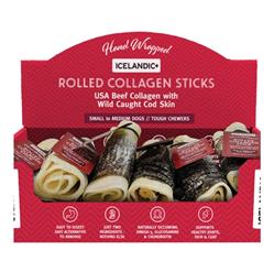 ICELANDIC DOG BEEF COLLAGEN STICK WITH FISH 4 INCH - 12 COUNT DISPLAY