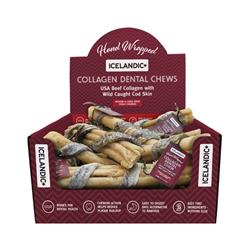 ICELANDIC DOG FISH WRAPPED BEEF COLLAGEN DENTAL CHEW 8 INCH - 18 COUNT DISPLAY