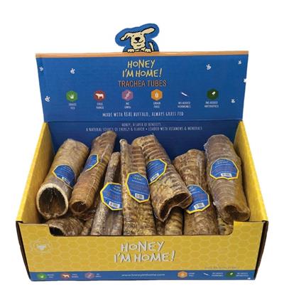 Honey I'm Home Dog Natural Honey Coated Buffalo Trachea Tubes Bulk - 20 Count