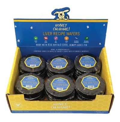 Honey I'm Home Dog Natural Honey Coated Buffalo Liver Recipe Wafer Bulk - 18 Count