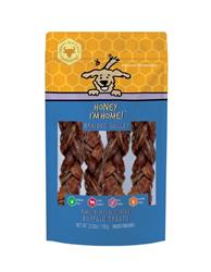 Honey I'm Home Dog Natural Honey Coated Buffalo Braided Gullet Sticks - 50 Count