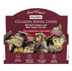 Icelandic Dog Fish Wrapped Beef Collagen Dental Chew 4 Inch - 12 Count Display