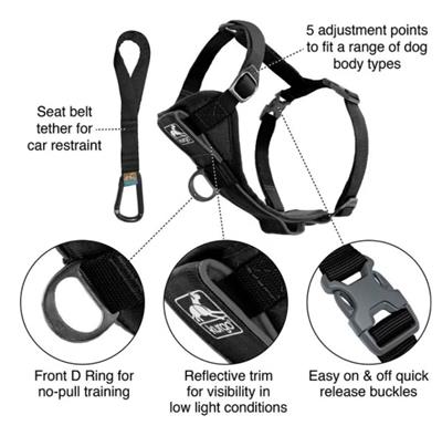 Kurgo Dog Tru Fit Harness Quick Release Black Large