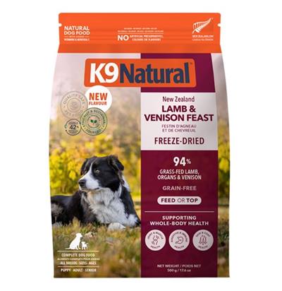 K9 Natural Dog Freeze-Dried Grain Free New Zealand Lamb & Venison Feast 3.5oz.