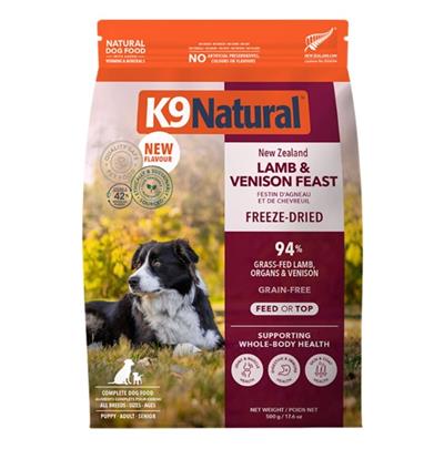 K9 Natural Dog Freeze-Dried Grain Free New Zealand Lamb & Venison Feast 17.6oz.