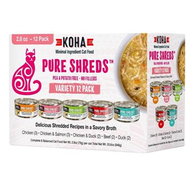 Koha Cat Grain Free Shredded 2.8oz. Variety Pack (Case of 24)