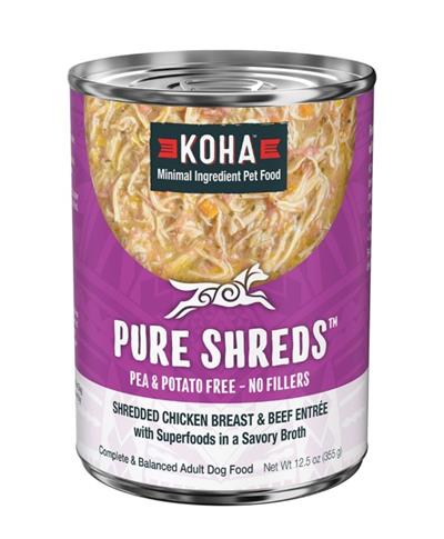 KOHA DOG GRAIN FREE SHREDDED CHICKEN & BEEF 12.5OZ - 12 PACK