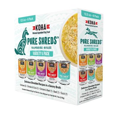 KOHA DOG GRAIN FREE SHREDDED VARIETY PACK 12.5OZ 2- 6 PACK