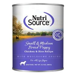 Nutrisource Dog Small & Medium Breed Puppy Chicken & Rice 12.3oz. (Case of 12)