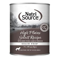Nutrisource Dog Select Grain Free High Plains 12.3oz. (Case of 12)