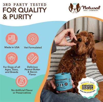 Natural Dog Company Dog Multivitamin Supplement Chews - 90 Count